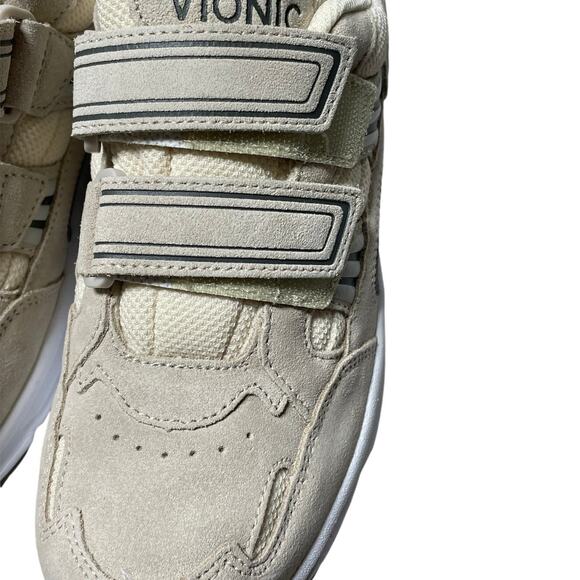 Vionic Tabi Cream Suede Hook & Loop Sneakers Size 7.5 Contoured Orthotic Footbed - Picture 5 of 7